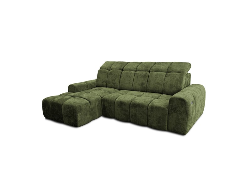 Canapé d'angle gauche relax krabi avec coffre tissu kiara vert KRABI-M-KIA862-L - Conforama A