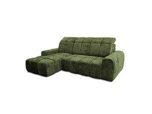 Canapé d'angle gauche relax électrique TRADA KRABI-M-KIA862-L 3 places Tissu vert avec coffre de rangement