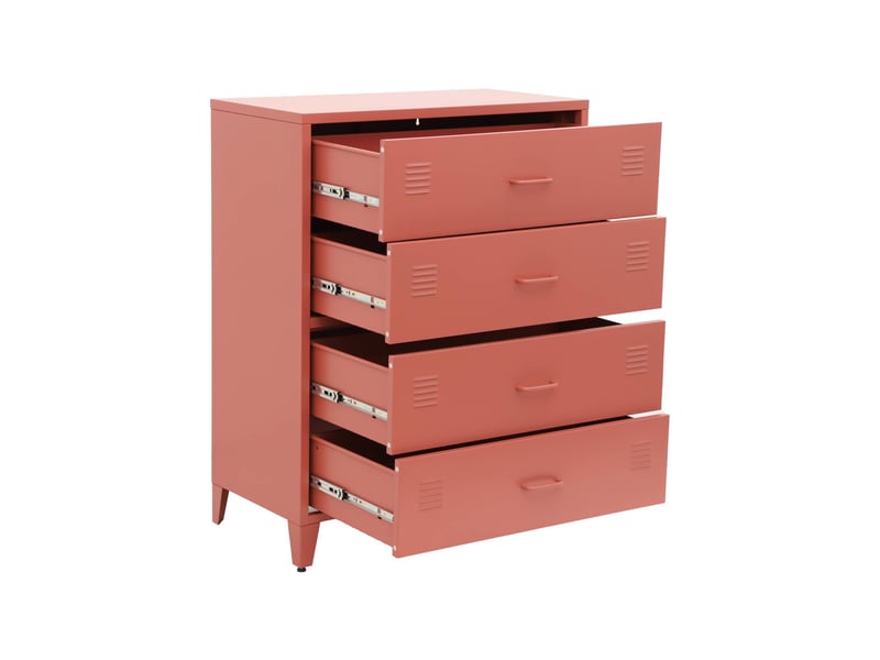  Commode industrielle acier 4 tiroirs terracotta - soho  - Conforama C