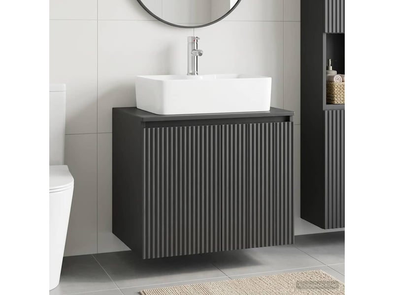 Ensemble de mobilier de salle de bain noir bois d'ingénierie cf64693  - Conforama B