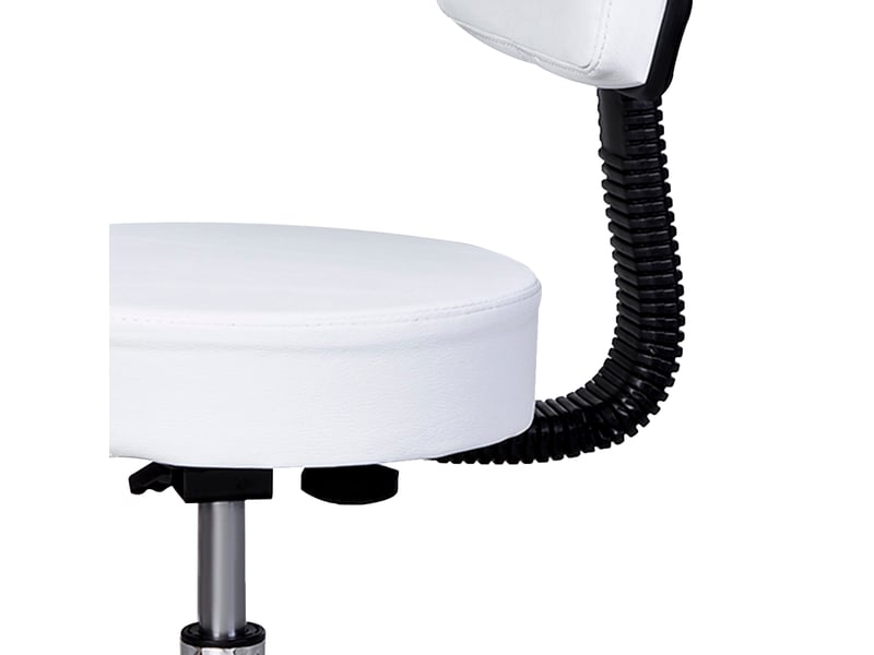  Tabouret de bureau roulant blanc en cuir régénéré, hauteur réglable 43-55 cm avec dossier ergonomique  - Conforama E
