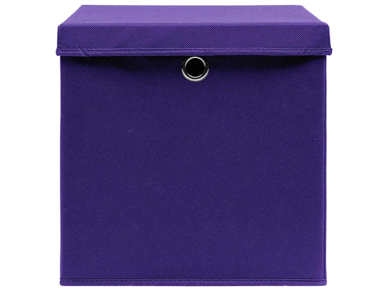 Boîtes de rangement avec couvercles 10 pcs 28x28x28 cm violet - Conforama C