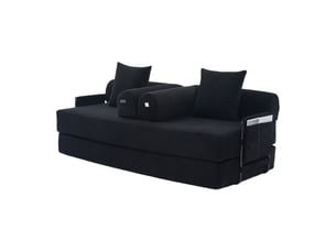 Canapé modulable 3 places – canapé convertible en velours côtelé avec assise profonde, coussins, poche latérale, mousse haute résilience, structure stable – noir