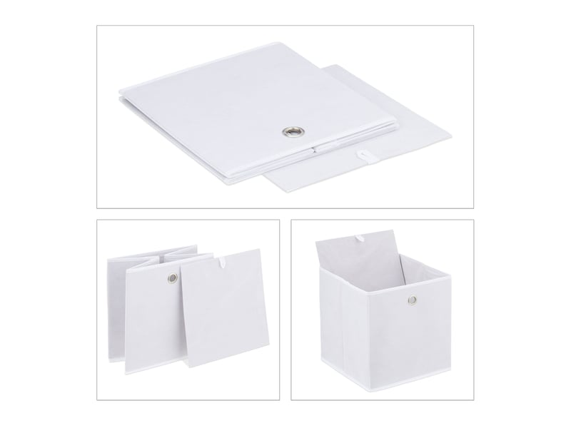  Lot de 4 boîtes de rangement carrées pratiques chambre salle de bain 30 x 30 x 30 cm en tissu blanc 13_0013904  - Conforama C