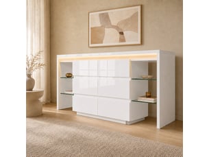 Buffet 0 porte(s)  6 tiroir(s)   - 155 cm coloris blanc 
