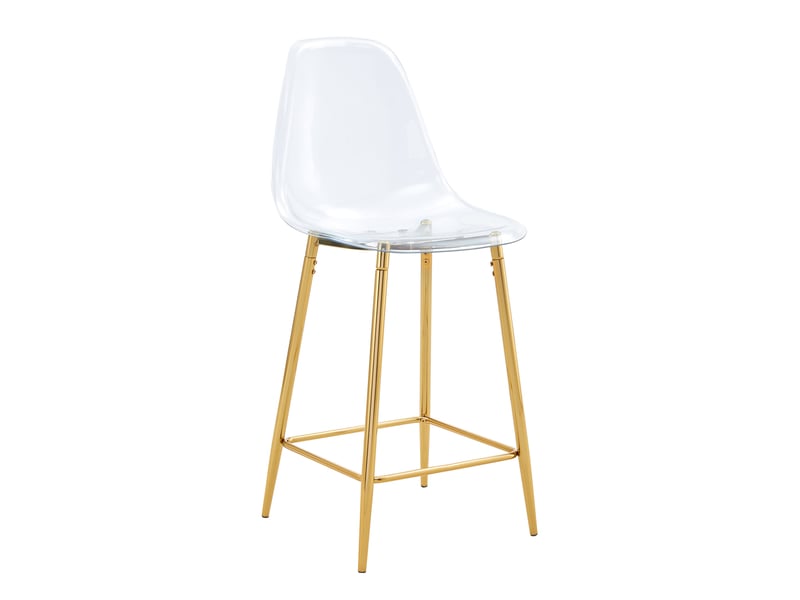  Tabouret de bar transparent avec repose-pieds et structure métallique, design moderne doré  - Conforama A