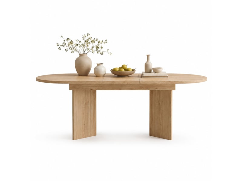 Table à manger extensible 120160 x 80 cm, 4 à 8 personnes, mdf chêne clair - Conforama A