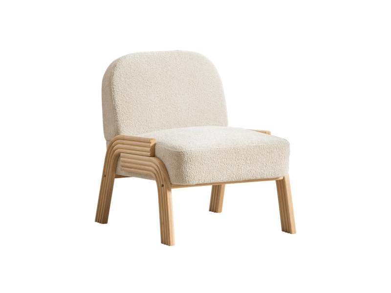  Fauteuil loungesessel scandinave en tissu - 72x61x78cm - chaise d'appoint sans accoudoirs salon chambre tissu chenille - beige  - Conforama A