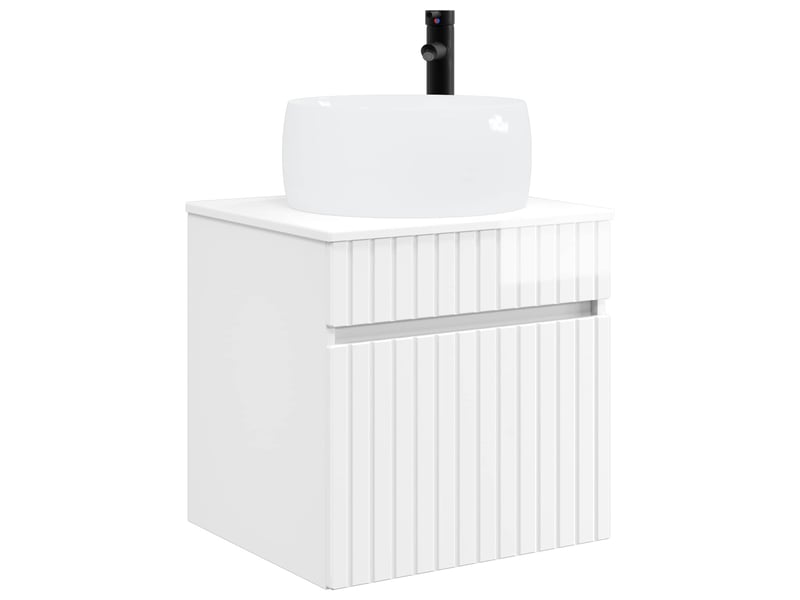 Meuble de lavabo mural, rangement salle de bain blanc brillant 49x44.5x66 cm - Conforama A