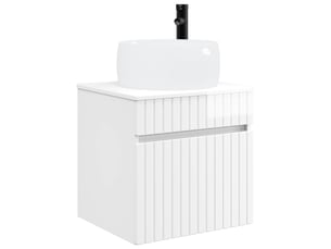 Meuble de lavabo mural, rangement salle de bain blanc brillant 49x44.5x66 cm