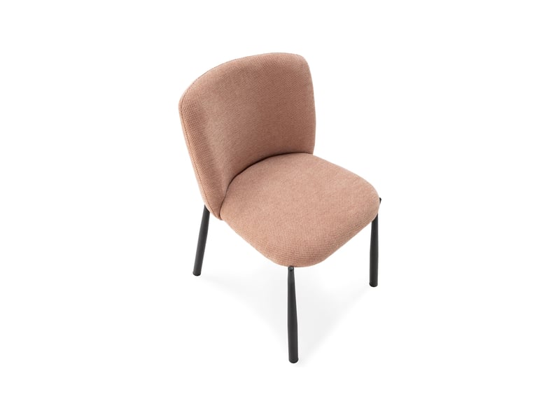  Lot de 2 chaises repas en tissu texturé corail et métal noir - popki  - Conforama D