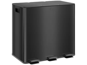 Poubelle de tri sélectif 3 x 15l à pédale en acier inoxydable noir 61,9x36,6x43,2 cm
