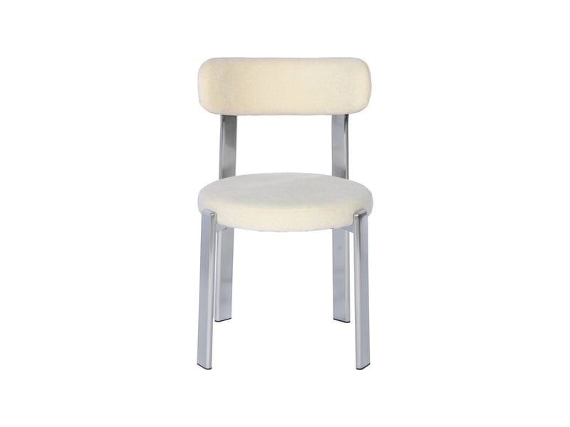  Lot de 2 chaises vintage acier chromé et tissu texturé crème - gloria  - Conforama C