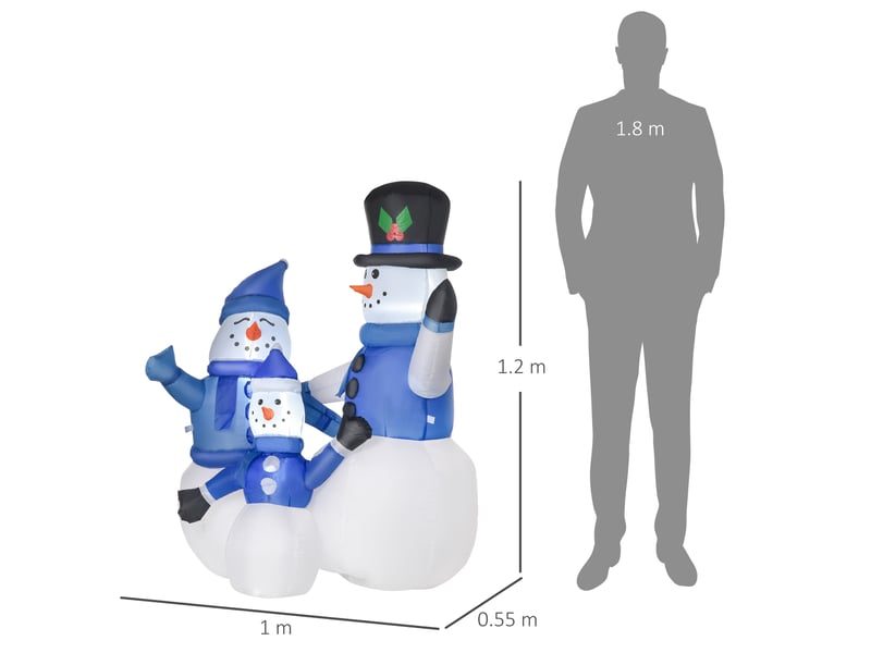  Bonhomme de neige gonflable de 120 cm, décoration de noël extérieure imperméable  - Conforama E