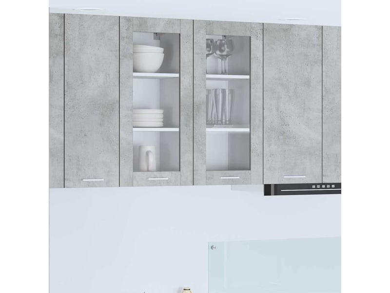  Meuble de rangement cuisine, armoire suspendue 2 pcs gris béton bois d'ingénierie shl1057  - Conforama B