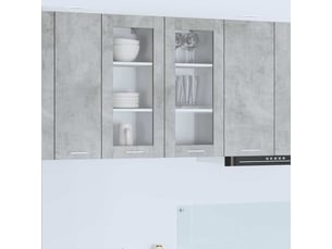 Meuble de rangement cuisine, armoire suspendue 2 pcs gris béton bois d'ingénierie shl1057
