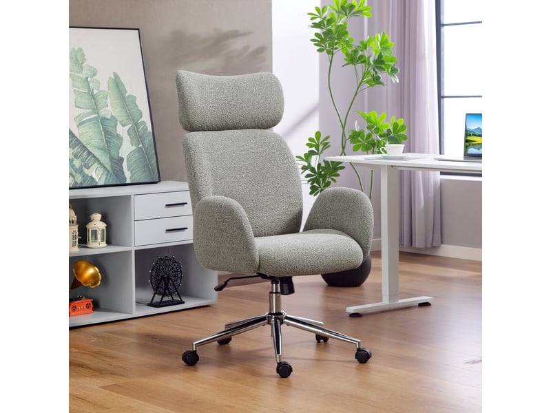  Chaise de bureau ergonomique avec appui-tête réglable, fonction inclinable, hauteur réglable, gris foncé  - Conforama D