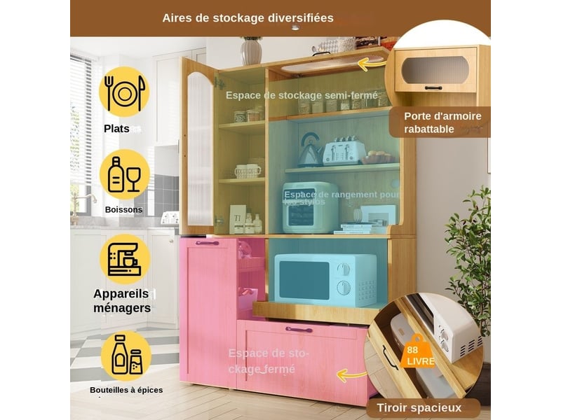  Servers, sideboards &amp; buffets - planche haute avec étagères réglables et tiroirs, armoire de cuisine avec étagères gigogne - mdf - natural - 98 x 40 x 177 cm - usage domestique - installation simple DE000044AAN - Conforama C