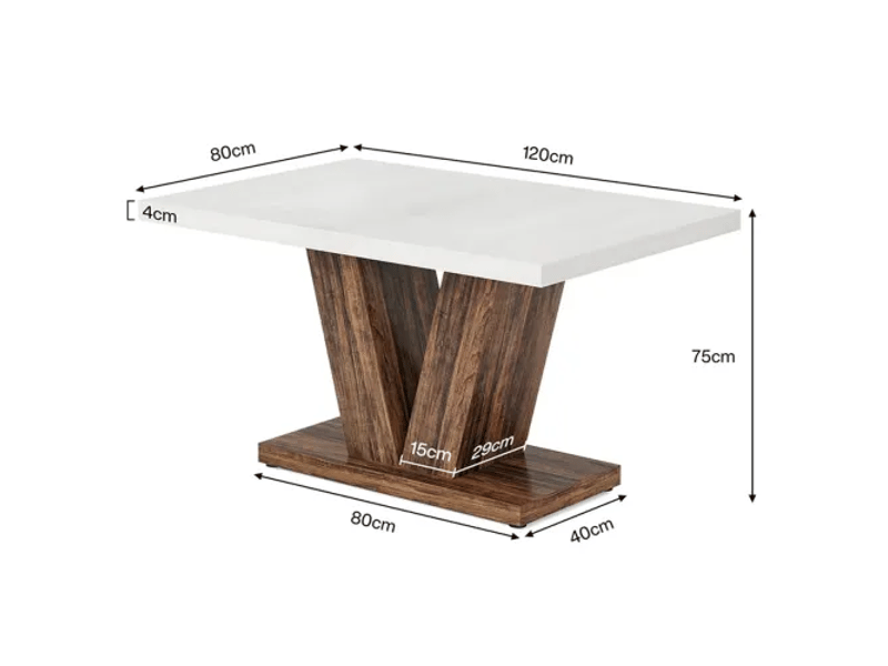  Table à manger rectangulaire,120x80x75 cm,bois,blanc et marron rustique  - Conforama C