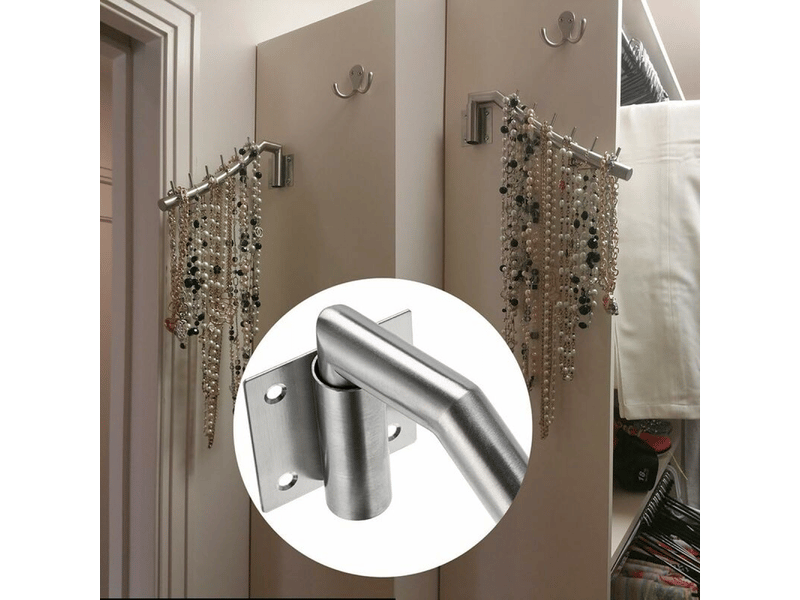 2 patères barre, crochet de vêtement, porte-vêtement inox mural, balancer 180°, chargé max 30kg, avec 6 tiges pour organiser vêtements, gris - Conforama C