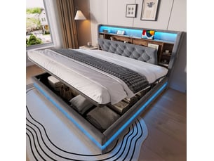 Lit coffre 180x200 cm TCQPZ   coloris gris