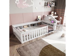 Lit avec rangement 90x200 cm <strong>DZMDIP</strong> <strong></strong> coloris blanc
