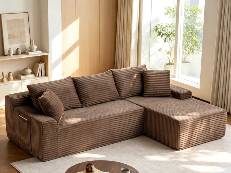  Canapé d’angle en l, canapé bas luxueux, compact mousse, droite, salonchambre, 79x239x156 cm, marron  - Conforama B