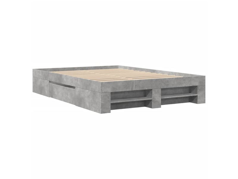  Lit double- lit adulte -  cadre de lit sans matelas gris béton 120x190 cm bois ingénierie  - Conforama B