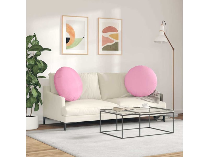 Lot de 2 coussins de siège, coussins décoratifs tissu rose ø80 x 29 cm cf59857 - Conforama D