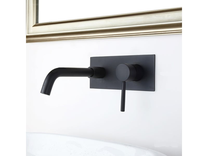  Robinet lavabo mural céphise noir mat | hudor  - Conforama A