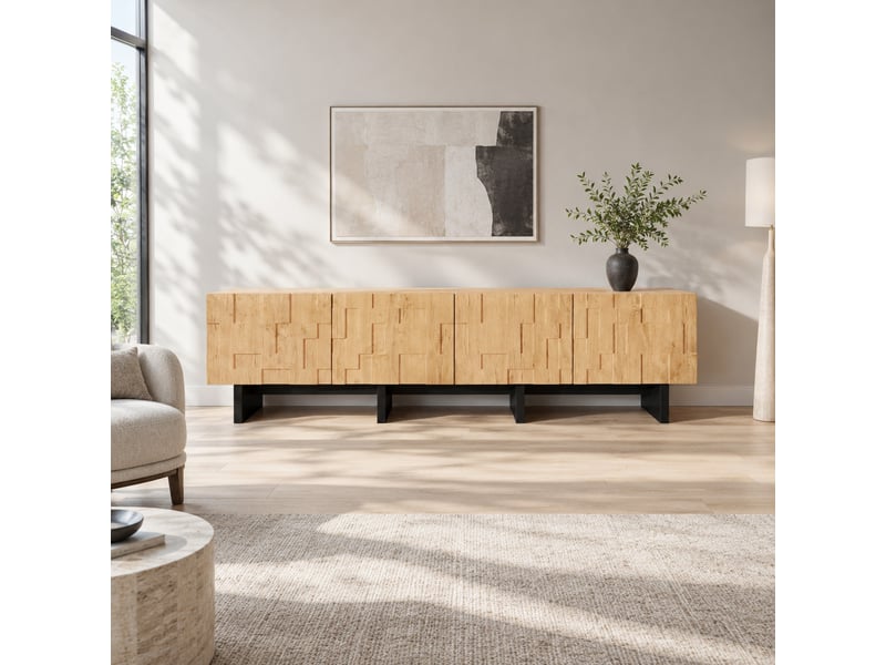  Meuble tv 180 cm 4 portes avec rangement jusqu'à 75 pouces homvra  - Conforama B