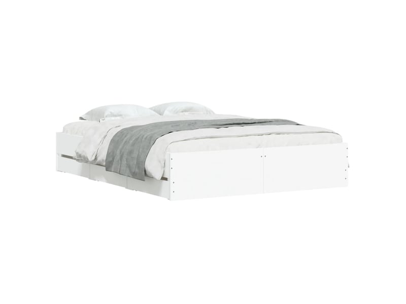  Lit double- lit adulte -  cadre de lit avec tiroirs sans matelas blanc 150x200 cm  - Conforama B
