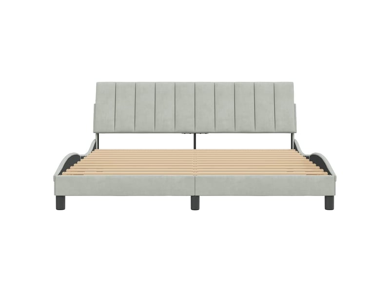 Lit double- lit adulte - cadre de lit sans matelas hanko gris clair 180x200 cm velours - Conforama D