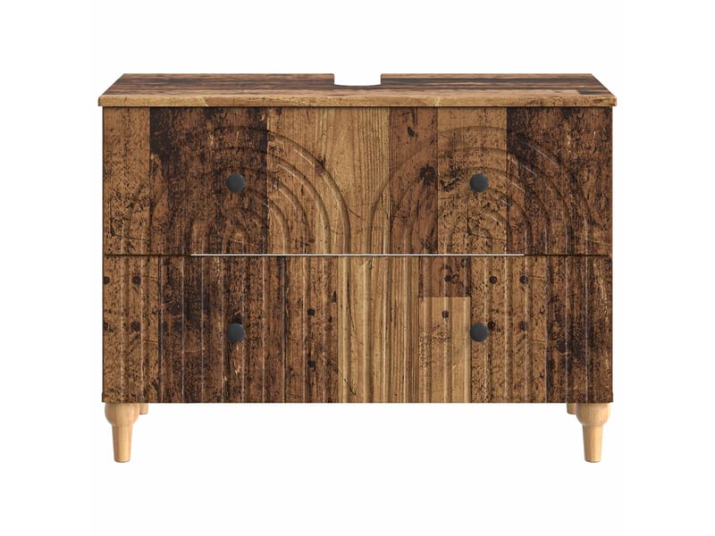  Meuble sous lavabo de salle de bain alkmaar bois ancien cf64800  - Conforama D