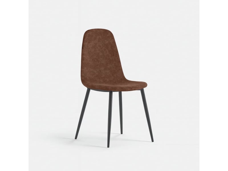  Lot de 4 chaises rembourrées en similicuir pour salon aurelia - marron  - Conforama C