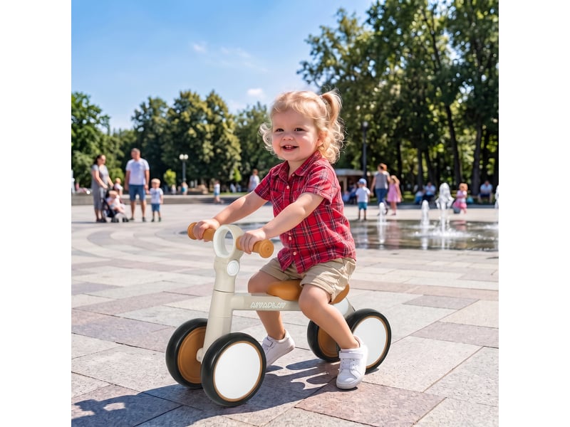 Draisienne pliante ultralégère avec cadre en aluminium, selle et guidon réglables pour enfants de 1 à 2 ans - crème - Conforama C