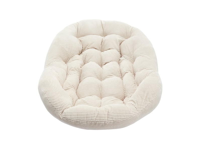 Fauteuil à bascule extérieur 78 x 106 x 90 cm – blanc – rotin synthétique tressé, coussin rembourré - Conforama E