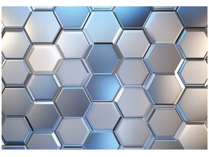Papier peint panoramique intissé garçon hexagones bleu - 300x210 cm - papier peint enfant