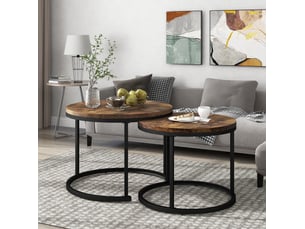 Table basse rond(e) coloris marron <strong>MAISENTIEL</strong> <strong></strong> - 45.5 cmx45.5 cm