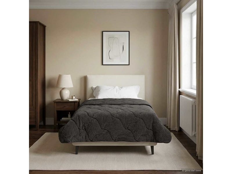  Duvet - couette complet toute l'année matelassé anthracite 135 x 200 cm  - Conforama D
