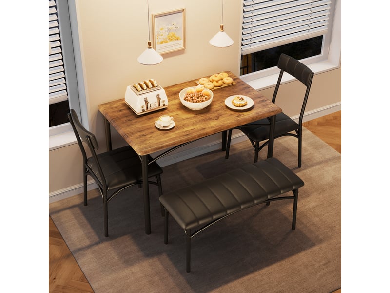  Ensemble salle à manger 4 pièces : table bois, 2 chaises rembourrées, banc – confort pour appartement ou petit espace – noir cBc-2kpg3q0Y-21tX-G - Conforama C