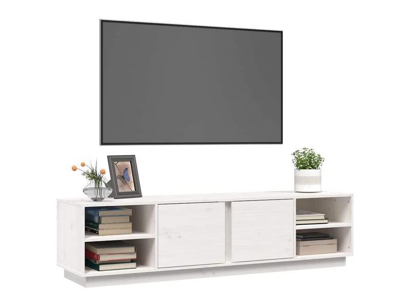 Meuble tv - banc tv - meuble de rangement blanc 156x40x40 cm bois de pin massif  - Conforama D