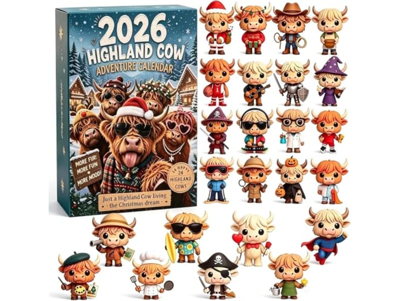  Calendrier de l'avent 2026 highland cow – 24 mini figurines 3d à collectionner-style 1  - Conforama A