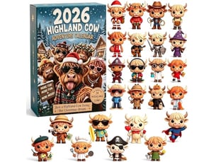 Calendrier de l'avent 2026 highland cow – 24 mini figurines 3d à collectionner-style 1