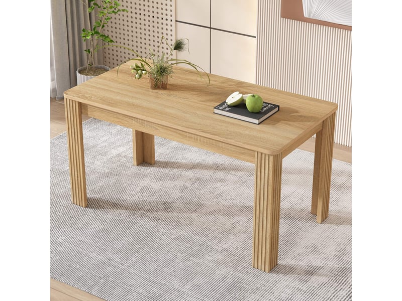  Table de salle à manger 116 x 65 x 75 cm, table rectangulaire, panneaux de particules, 4 pieds, chêne  - Conforama B