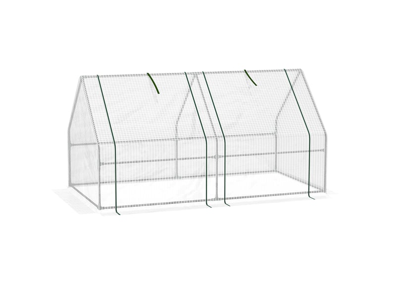 Mini serre de jardin mini serre tunnel 180l x 90l x 90h cm toit pointu acier pe 140 gm² anti-uv fenêtres avec  - Conforama B