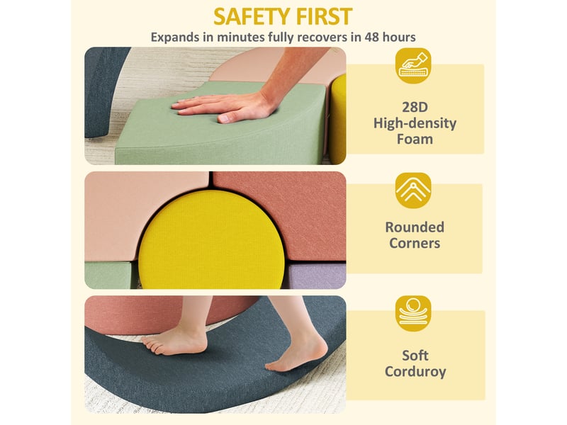  Parcours motricité bébé module motricité bébé 7 pièces avec housse lavable 107 x 107 x 30 cm multicolore  - Conforama E