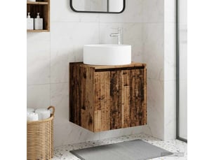 Meuble de lavabo mural, rangement salle de bain bois ancien 49.5x44.5x65.5 cm