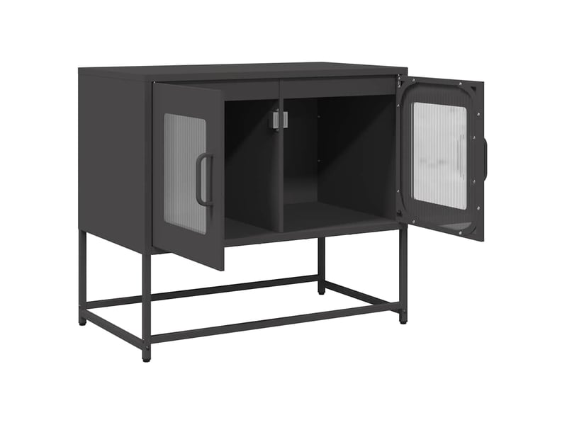  Meuble tv - banc tv - meuble de rangement noir 68x39x60,5 cm acier laminé à froid  - Conforama E