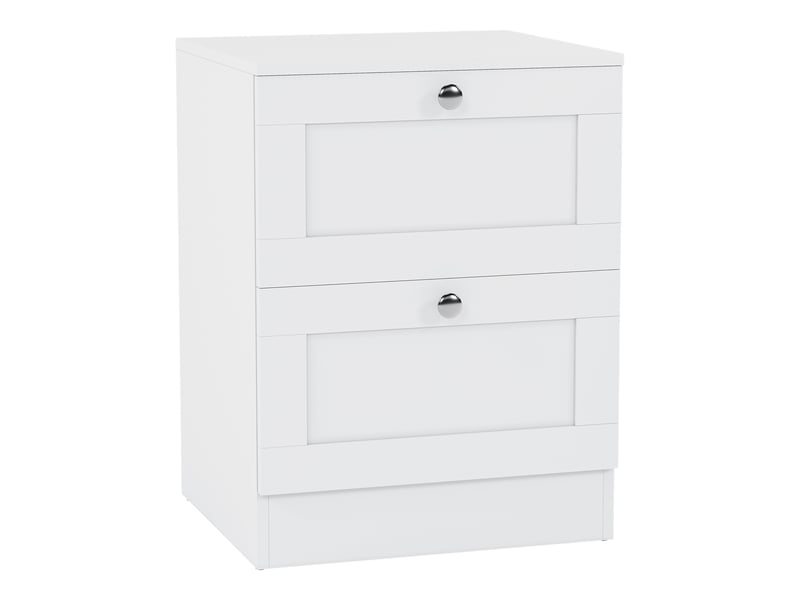  Table de chevet altino 2 tiroirs, commode de nuit, chambre, rangement, 53x40x36cm, blanc 3332169 - Conforama A
